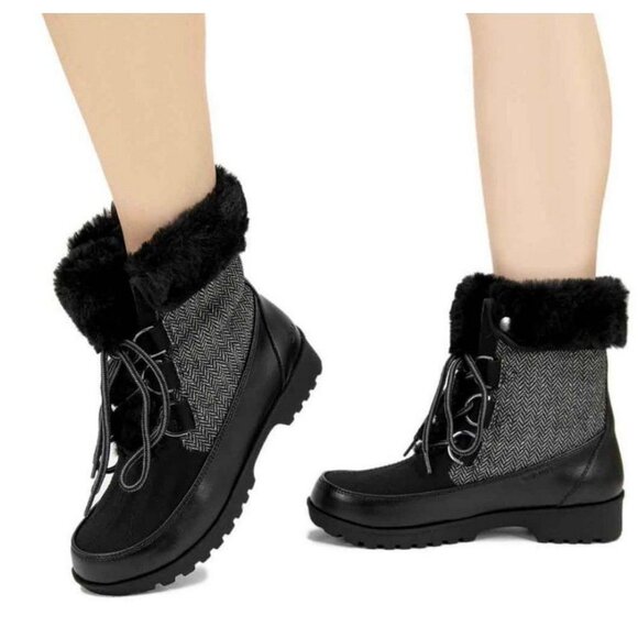 JBU Boots Woman's 9 Faux Fur Herringbone Southgate Lace-up Combat Lug Shoes - Picture 7 of 12